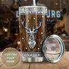 Camellia Personalized Deer Crystal Style Stainless Steel Tumbler - Customized Double-Walled Insulation Travel Thermal Cup With Lid Gift For Deer Lover