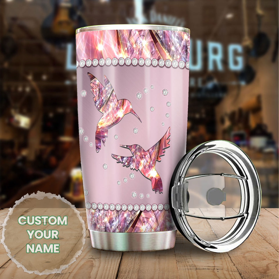 Camellia Personalized Mental Style Jewelry Pink Hummingbird Stainless Steel Tumbler-Double-Walled Insulation Travel Cup With Lid