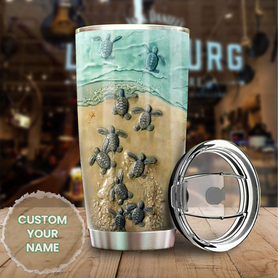 Camellia Personalized Sea Turtles I Have Kept The Faith Ceramic Stainless Steel Tumbler-Double-Walled Travel Therma Cup With Lid