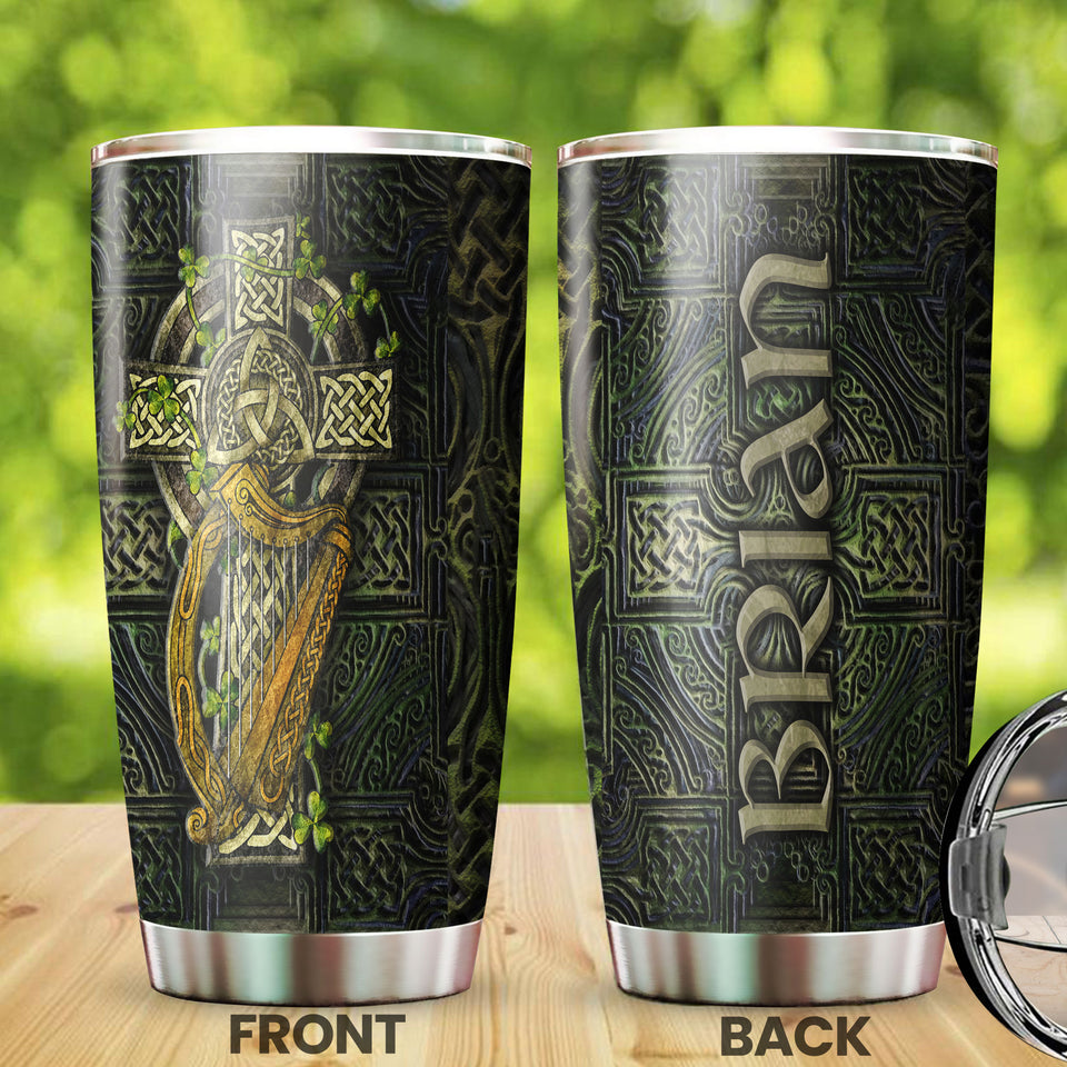 Camellia Persionalized Irish Stone Stainless Steel Tumbler - Customized Double - Walled Insulation Travel Thermal Cup With Lid