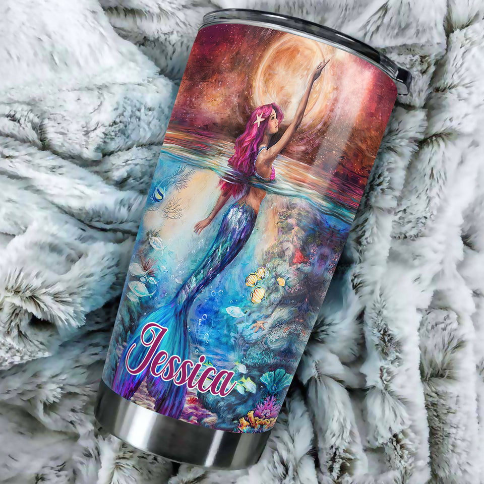 Camellia Personalized Mermaid She Dream Of The Ocean Stainless Steel Tumbler-Double-Walled Insulation Travel Cup With Lid 04
