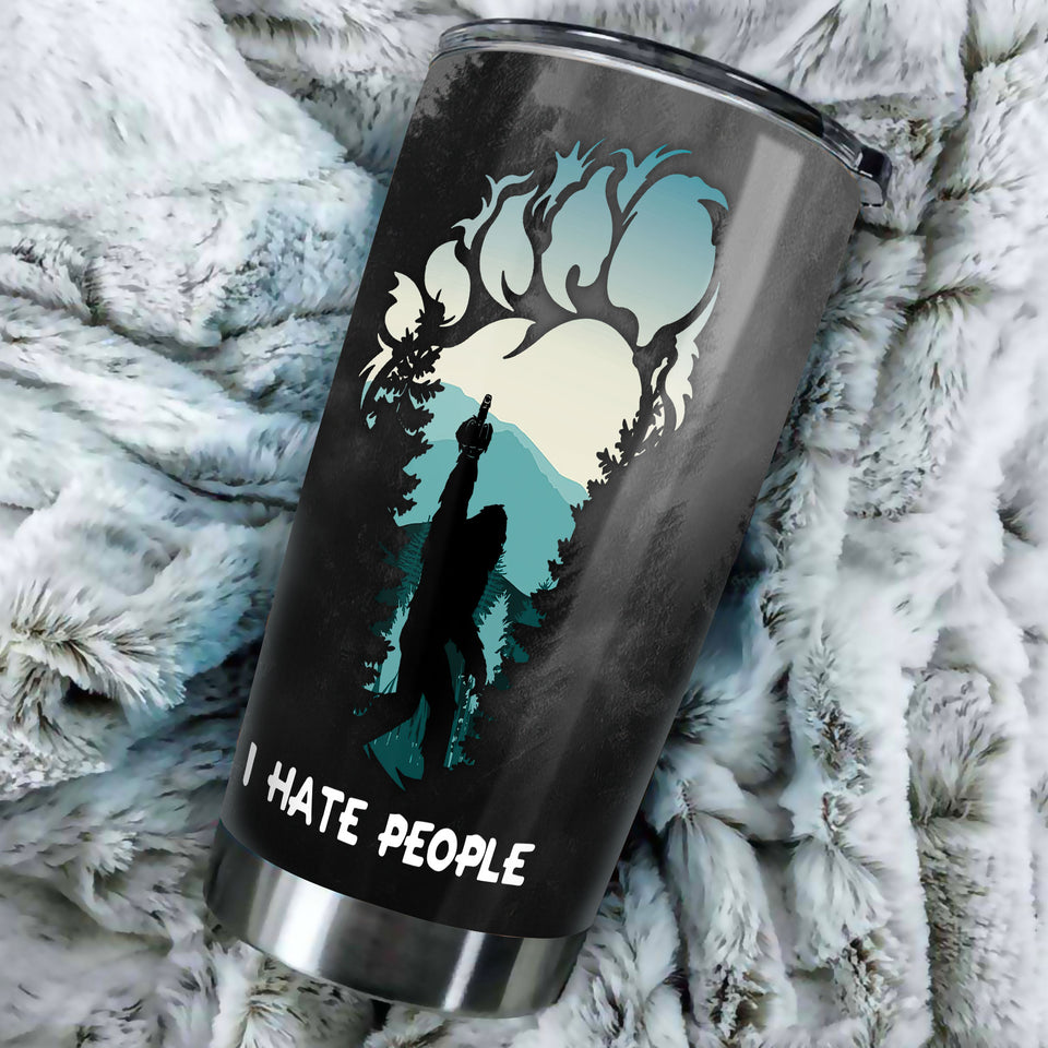 Camellia Personalized Bigfoot I Hate People Stainless Steel Tumbler - Double-Walled Insulation Vacumm Flask - Gift For Bigfoot Fans