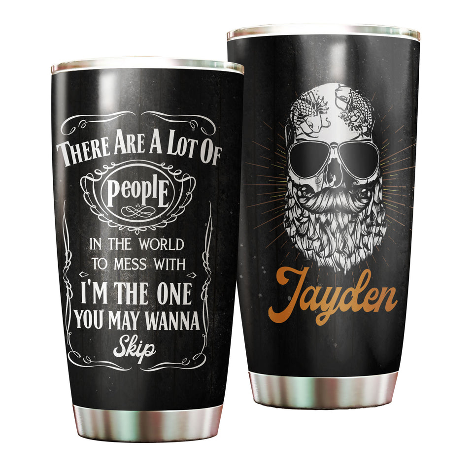 Camellia Persionalized Bread Skull Stainless Steel Tumbler - Customized Double - Walled Insulation Travel Thermal Cup With Lid