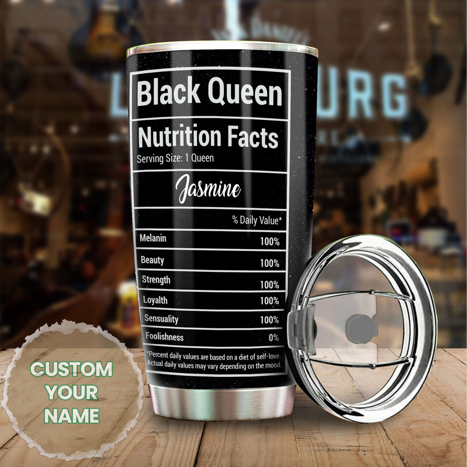 Camellia Personalized Black Queen Faith Stainless Steel Tumbler - Double-Walled Insulation Vacumm Flask - Gift For Black Queen, International Women's Day, Hippie Girls