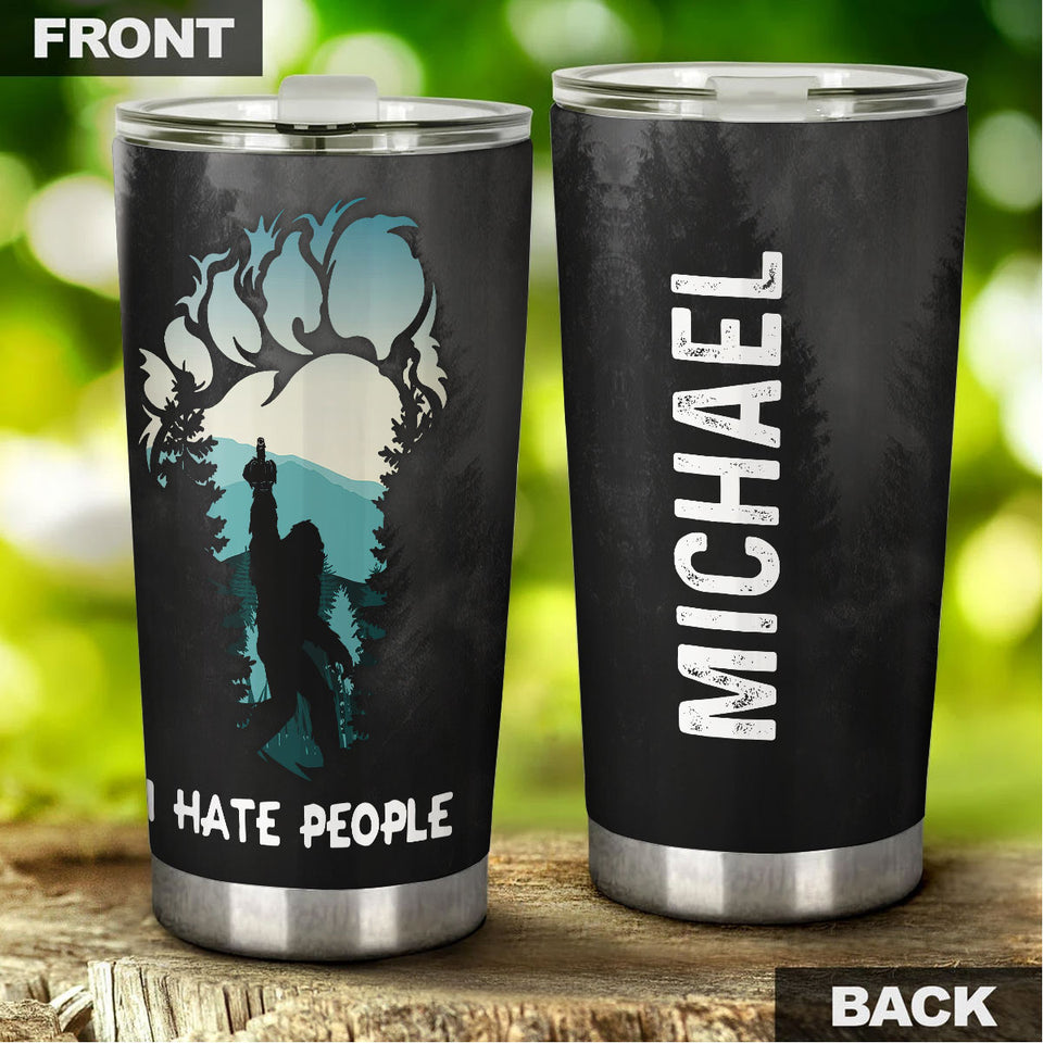 Camellia Personalized Bigfoot I Hate People Stainless Steel Tumbler - Double-Walled Insulation Vacumm Flask - Gift For Bigfoot Fans