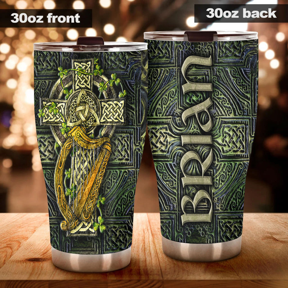 Camellia Persionalized Irish Stone Stainless Steel Tumbler - Customized Double - Walled Insulation Travel Thermal Cup With Lid