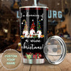 Camellia Personalized Christmas Santa Claus Im Dreaming A Wine Christmas Stainless Steel Tumbler - Customized Double-Walled Insulation Travel Thermal Cup With Lid