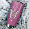 Camellia Personalized Breast Cancer Butterfly Jewelry Style Stainless Steel Tumbler - Double-Walled Insulation Vacumm Flask - Gift For Breast Cancer Awareness Month
