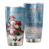 Camellia Personalized Christmas Snowman To My Wife Stainless Steel Tumbler - Customized Double-Walled Insulation Travel Thermal Cup With Lid Gift For Soulmate Wife