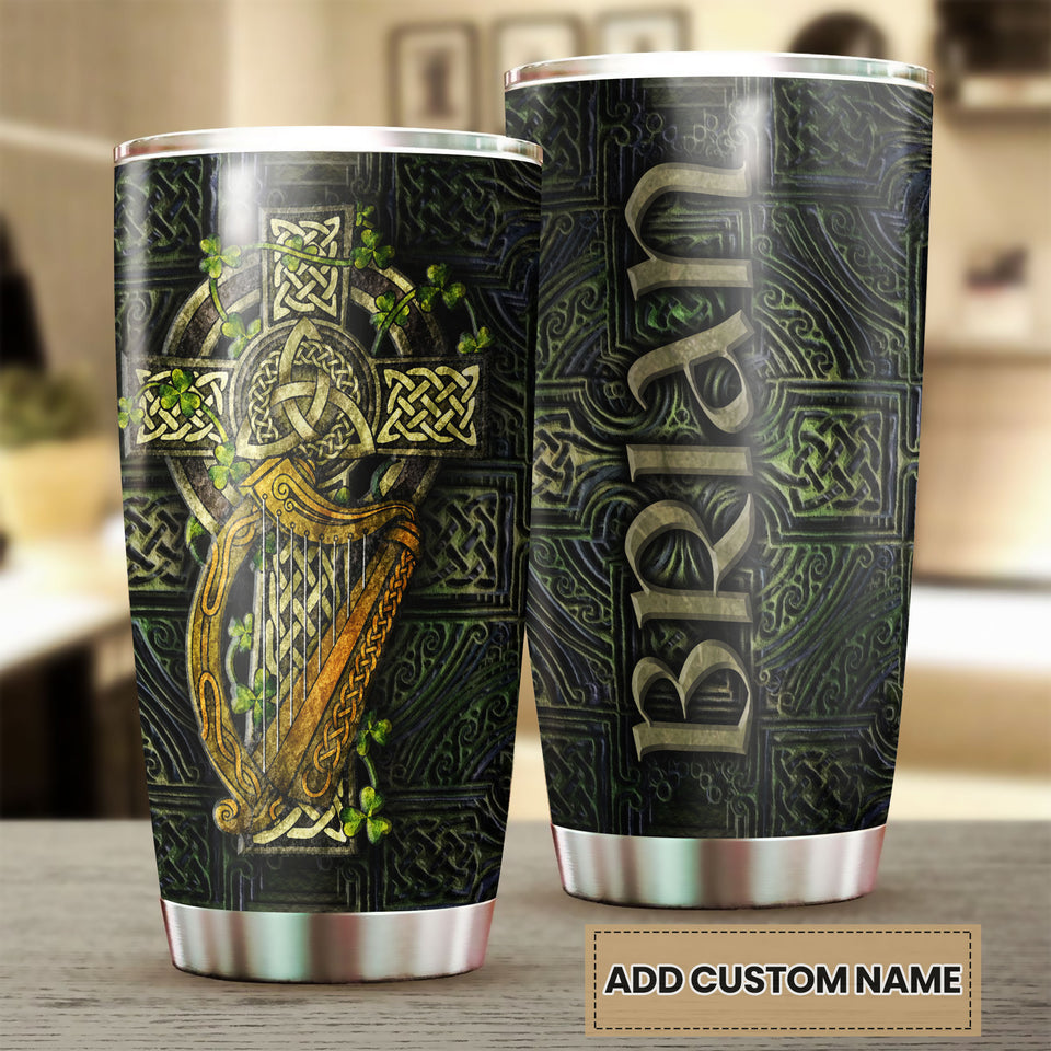 Camellia Persionalized Irish Stone Stainless Steel Tumbler - Customized Double - Walled Insulation Travel Thermal Cup With Lid