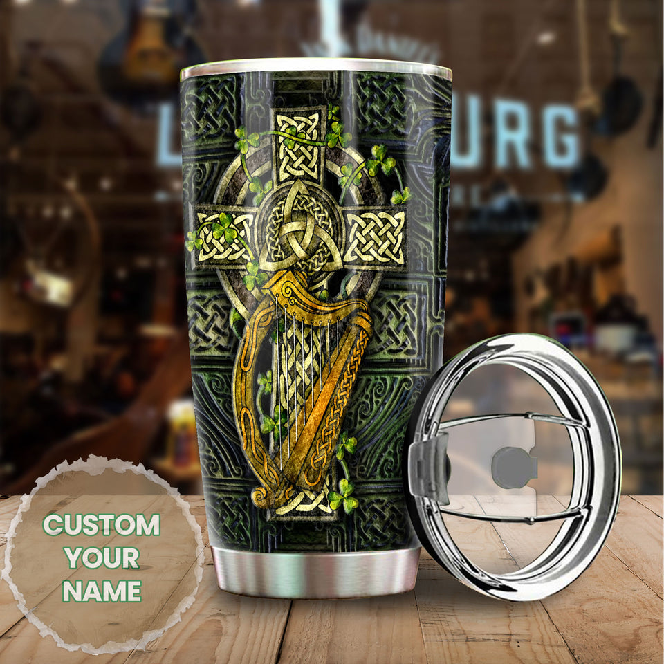 Camellia Persionalized Irish Stone Stainless Steel Tumbler - Customized Double - Walled Insulation Travel Thermal Cup With Lid