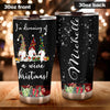 Camellia Personalized Christmas Santa Claus Im Dreaming A Wine Christmas Stainless Steel Tumbler - Customized Double-Walled Insulation Travel Thermal Cup With Lid