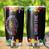 Camellia Personalized Hippie Girl She Dances To Her Songs In Her Head Stainless Steel Tumbler-Double-Walled Insulation Travel Cup With Lid Gift For Female Dancer