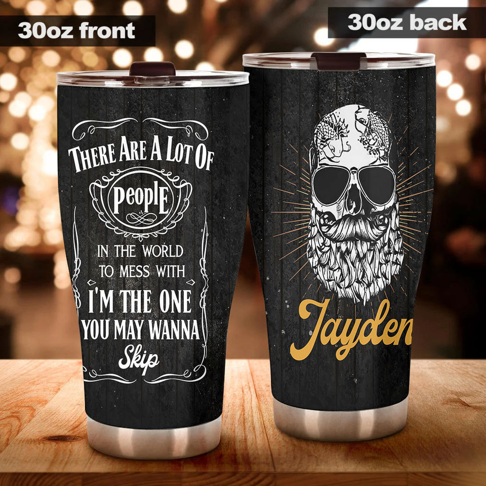 Camellia Persionalized Bread Skull Stainless Steel Tumbler - Customized Double - Walled Insulation Travel Thermal Cup With Lid
