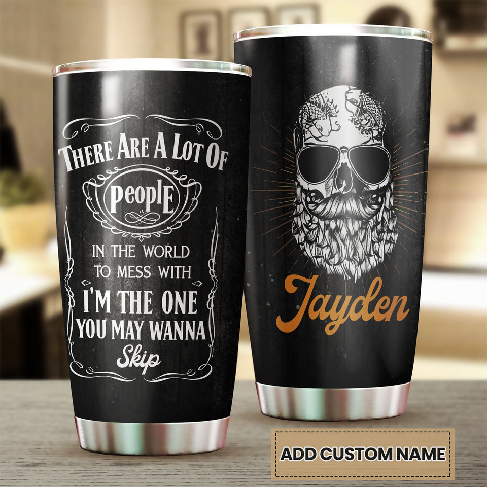 Camellia Persionalized Bread Skull Stainless Steel Tumbler - Customized Double - Walled Insulation Travel Thermal Cup With Lid