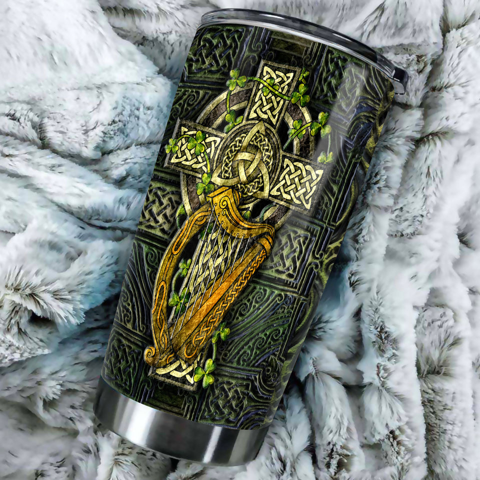 Camellia Persionalized Irish Stone Stainless Steel Tumbler - Customized Double - Walled Insulation Travel Thermal Cup With Lid