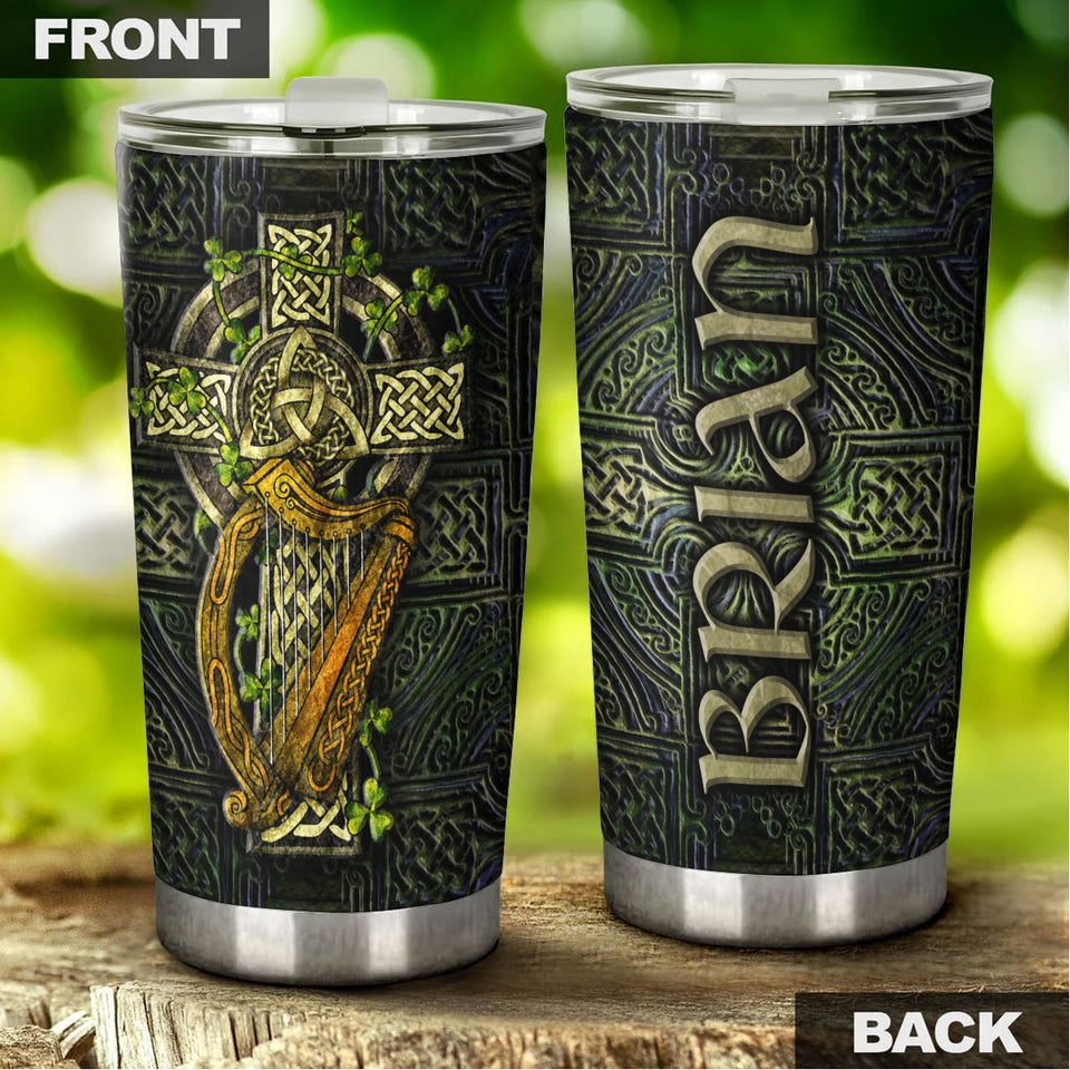 Camellia Persionalized Irish Stone Stainless Steel Tumbler - Customized Double - Walled Insulation Travel Thermal Cup With Lid