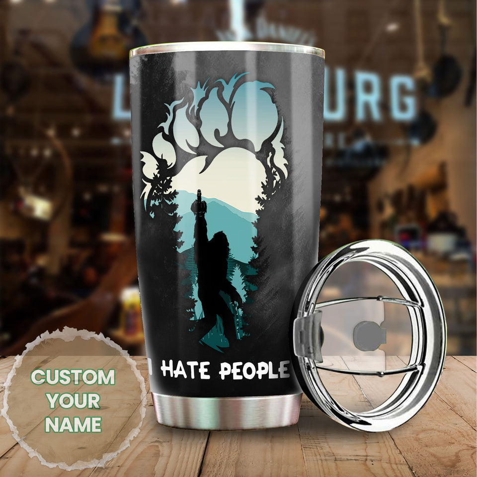 Camellia Personalized Bigfoot I Hate People Stainless Steel Tumbler - Double-Walled Insulation Vacumm Flask - Gift For Bigfoot Fans