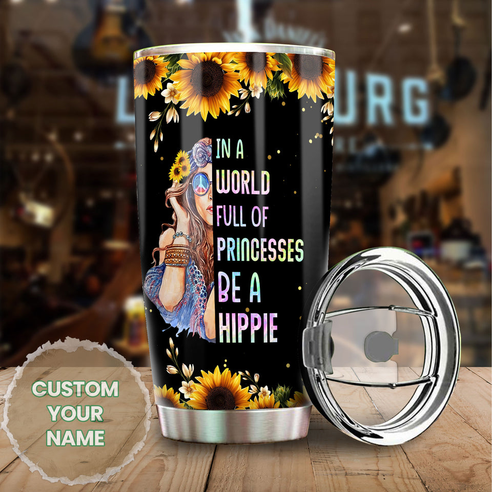Camellia Personalized I A worl Full Of Princess Be Hippie Stainless Steel Tumbler-Sweat-Proof Double Wall Travel Cup With Lid Gift For Hippie Girl 01