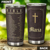 Camellia Personalized Bible Emergency Numbers Stainless Steel Tumbler - Customized Double-Walled Insulation Travel Thermal Cup With Lid Gift For Christian