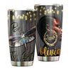 Camellia Personalized Colorful Dragonfly Black Queen Be The Light Stainless Steel Tumbler - Customized Double-Walled Insulation Travel Thermal Cup With Lid