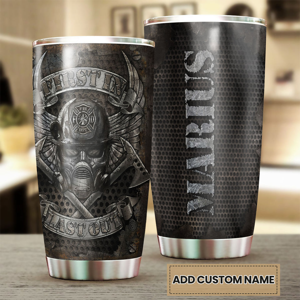 Camellia Personalized Firefighter First In Last Out Stainless Steel Tumbler-Double-Walled Insulation Gift For Firefighter Fireman 04