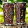Camellia Personalized Mandala Beading Stainless Steel Tumbler-Sweat-Proof Double Wall Travel Cup With Lid
