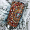 Camellia Personalized Mandala Beading Stainless Steel Tumbler-Sweat-Proof Double Wall Travel Cup With Lid