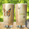 Camellia Personalized Butterfly Faith Christian Cross Sunflower Stainless Steel Tumbler - Double-Walled Insulation Vacumm Flask - For Thanksgiving, Memorial Day, Christians, Christmas Gift