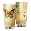 Camellia Personalized Butterfly Faith Christian Cross Sunflower Stainless Steel Tumbler - Double-Walled Insulation Vacumm Flask - For Thanksgiving, Memorial Day, Christians, Christmas Gift