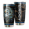 Camellia Personalized 3D Native American Skull Stainless Steel Tumbler - Double-Walled Insulation Vacumm Flask - Gift for Native American, Christmas
