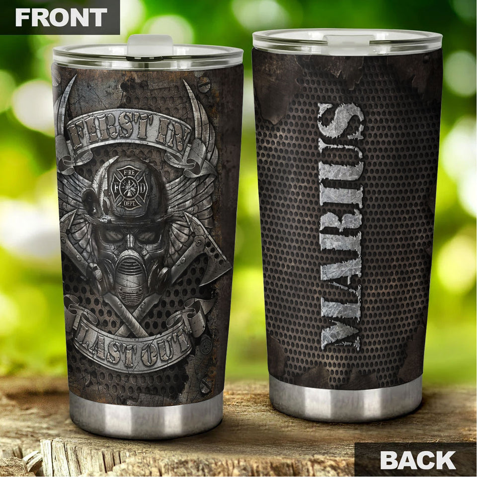 Camellia Personalized Firefighter First In Last Out Stainless Steel Tumbler-Double-Walled Insulation Gift For Firefighter Fireman 04