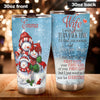 Camellia Personalized Christmas Snowman To My Wife Stainless Steel Tumbler - Customized Double-Walled Insulation Travel Thermal Cup With Lid Gift For Soulmate Wife