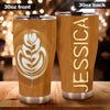 Camellia Personalized Coffee Latte Art Stainless Steel Tumbler - Customized Double-Walled Insulation Travel Thermal Cup With Lid Gift For Coffee Lover