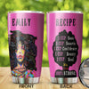 Camellia Personalized Black Women Stainless Steel Tumbler - Double-Walled Insulation Vacumm Flask - Gift For Black Queen, International Women's Day, Hippie Girls 17