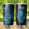 Camellia Personalized Blue Butterfly Live Love Faith Stainless Steel Tumbler - Double-Walled Insulation Vacumm Flask - Gift For Thanksgiving, Memorial Day