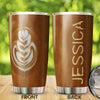 Camellia Personalized Coffee Latte Art Stainless Steel Tumbler - Customized Double-Walled Insulation Travel Thermal Cup With Lid Gift For Coffee Lover