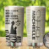 Camellia Personalized Her Soul Belongs To Words Stainless Steel Tumbler - Double-Walled Insulation Vacumm Flask - Gift For Book Lovers, Nerd, International Book Day