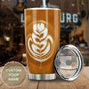 Camellia Personalized Coffee Latte Art Stainless Steel Tumbler - Customized Double-Walled Insulation Travel Thermal Cup With Lid Gift For Coffee Lover