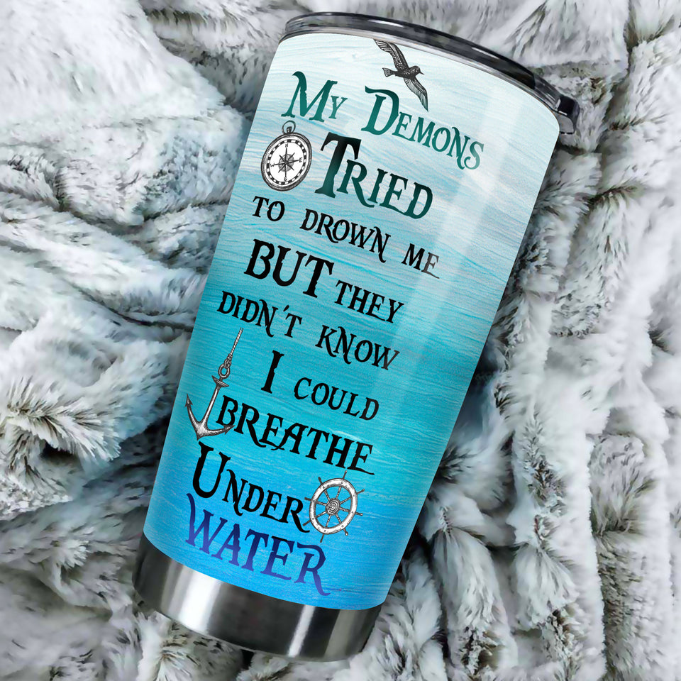Camellia Personalized Mermaid They Didn't Know I Could Breathe Under water Stainless Steel Tumbler-Double-Walled Insulation Travel Cup With Lid