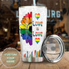 Camellia Persionalized LGBT Sunflower Love Is Love Stainless Steel Tumbler - Customized Double - Walled Insulation Travel Thermal Cup With Lid
