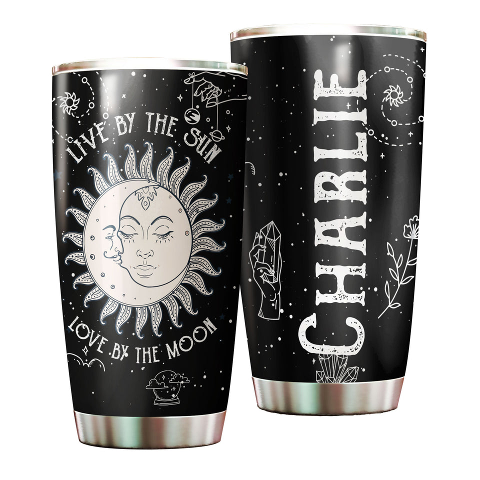 Camellia Personalized Live By The Sun Love By The Moon Stainless Steel Tumbler-Double-Walled Insulation Travel Cup With Lid