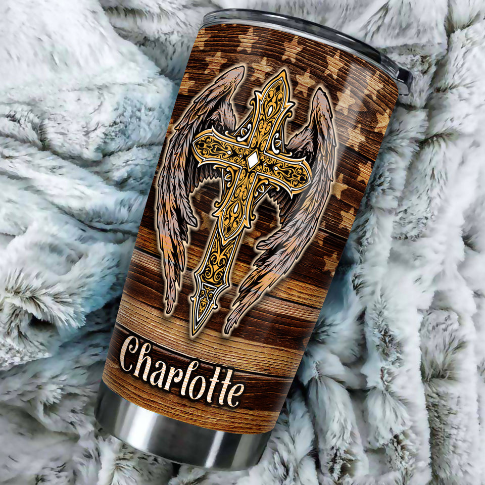 Camellia Personalized Live By Faith Grow By Grace The Cross Stainless Steel Tumbler-Thermal Flask Travel Therma Cup With Lid