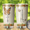 Camellia Personalized Butterfly Faith Sunflower Stainless Steel Tumbler - Double-Walled Insulation Vacumm Flask - For Thanksgiving, Memorial Day, Christians, Christmas Gift