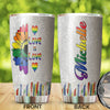 Camellia Persionalized LGBT Sunflower Love Is Love Stainless Steel Tumbler - Customized Double - Walled Insulation Travel Thermal Cup With Lid