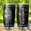 Camellia Personalized 3D Native American Skull Stainless Steel Tumbler - Double-Walled Insulation Vacumm Flask - Gift for Native American, Christmas