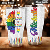 Camellia Persionalized LGBT Sunflower Love Is Love Stainless Steel Tumbler - Customized Double - Walled Insulation Travel Thermal Cup With Lid