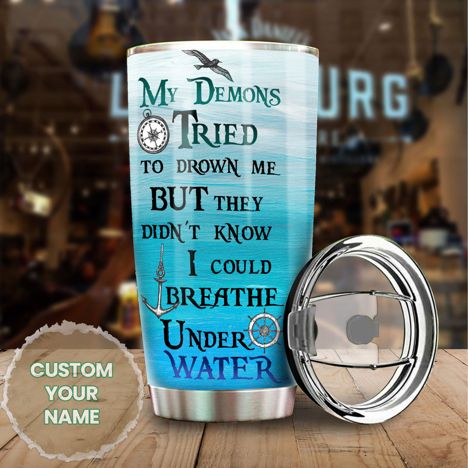 Camellia Personalized Mermaid They Didn't Know I Could Breathe Under water Stainless Steel Tumbler-Double-Walled Insulation Travel Cup With Lid