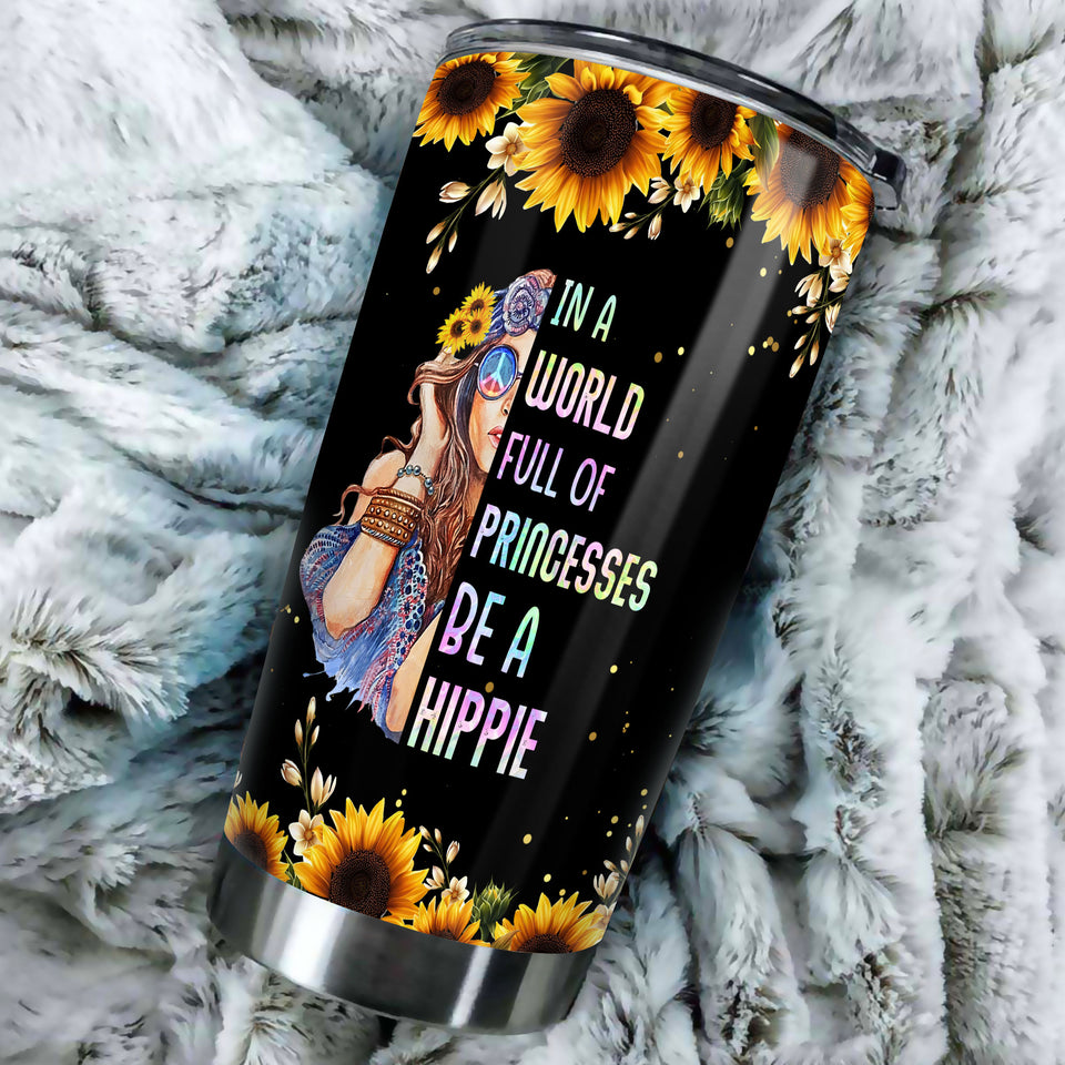 Camellia Personalized I A worl Full Of Princess Be Hippie Stainless Steel Tumbler-Sweat-Proof Double Wall Travel Cup With Lid Gift For Hippie Girl 01