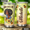 Camellia Persionalized 3D God Say I Am Stainless Steel Tumbler - Customized Double - Walled Insulation Travel Thermal Cup With Lid Gift For Christian Black Queen